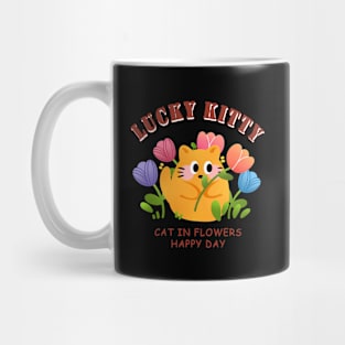 Lucky Kitty, Have A Nice Day, Colroful Flower Mug